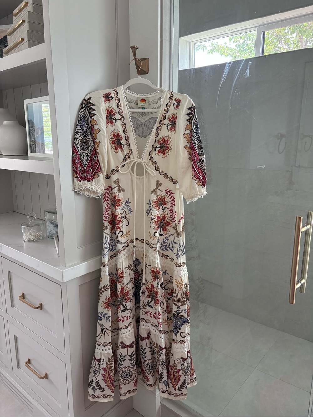 FARM Rio Embroidered Lace Linen-Blend Midi Dress
